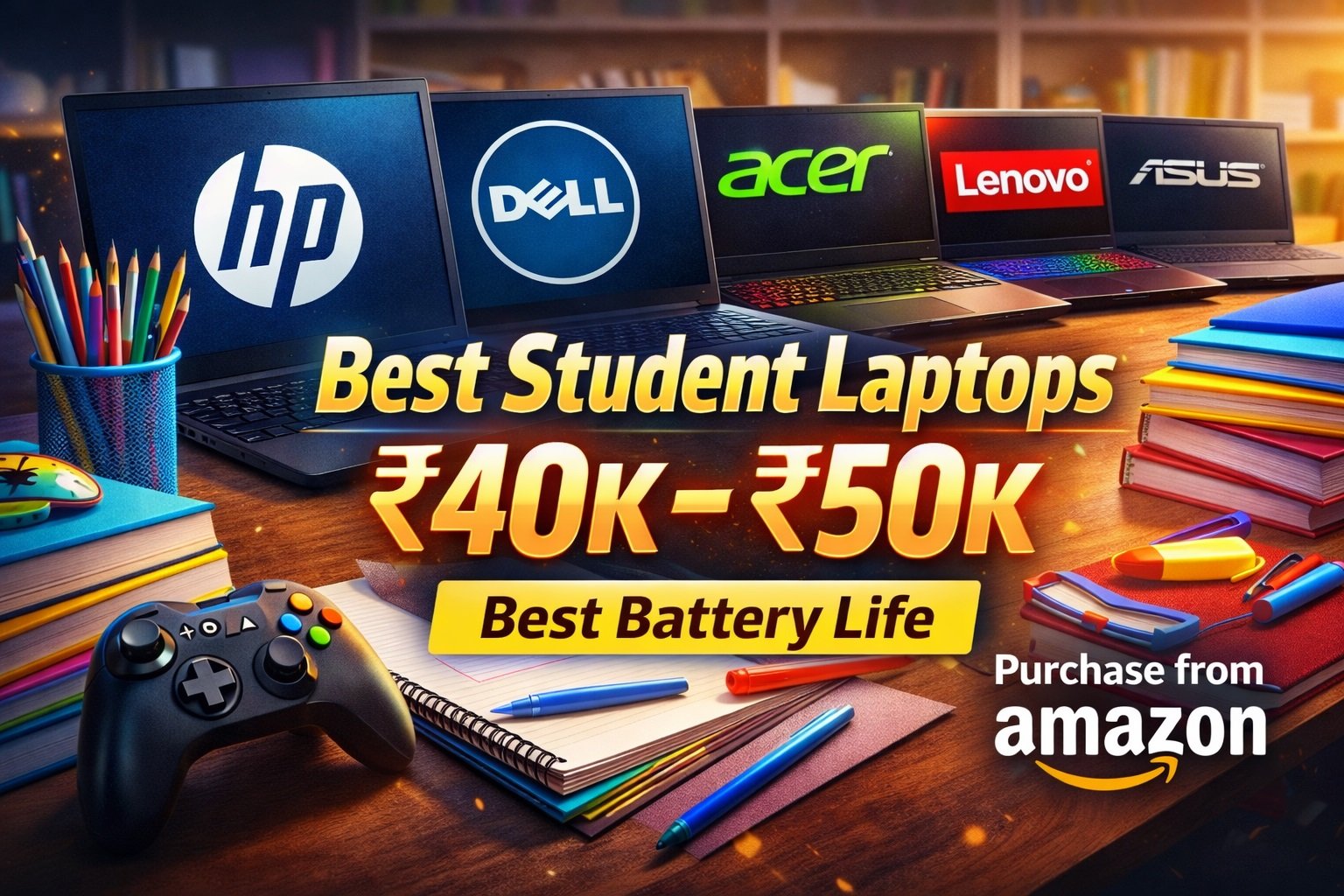 💻 Best Battery Life & Students Laptop Under ₹40,000 – ₹50,000 (From Amazon India)
