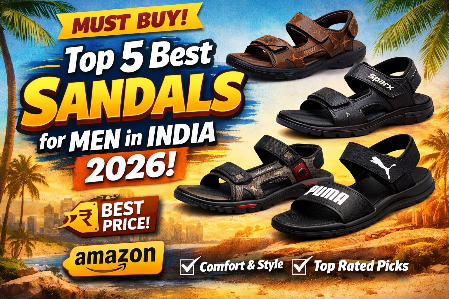 Top 5 Best Sandals for Men in India (2026) | Comfortable & Stylish Sandals