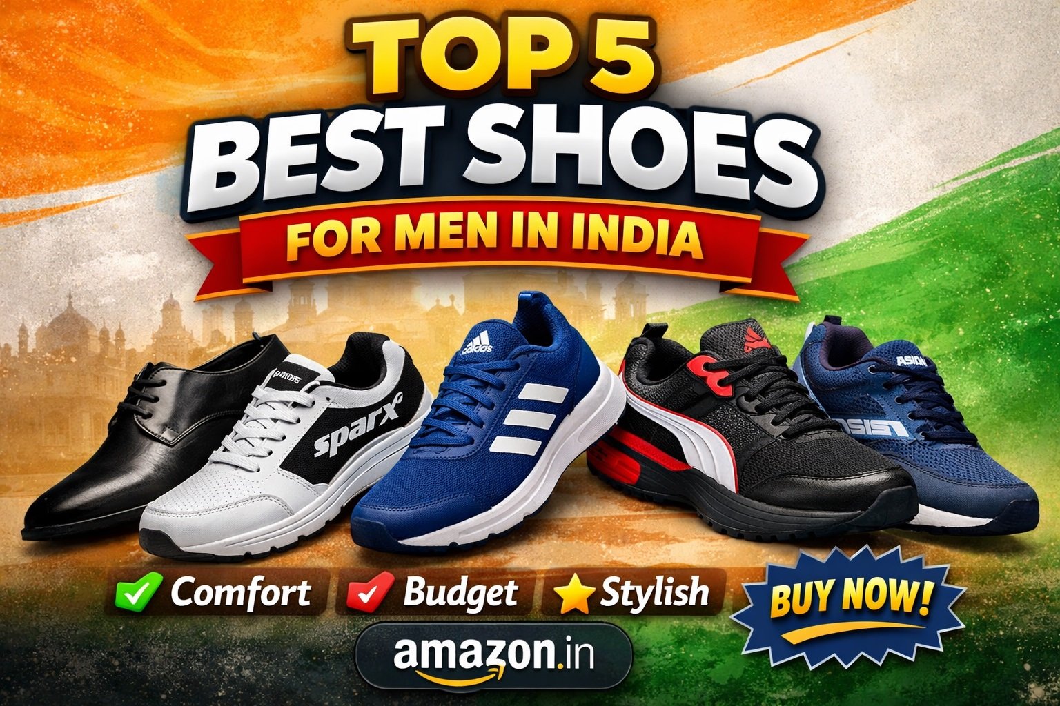 Top 5 Best Shoes for Men in India (Amazon Affiliate)